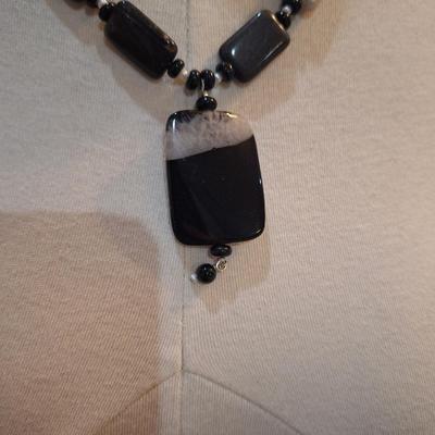 Sale Photo Thumbnail #361: necklace of rectangle shaped stones and pendant