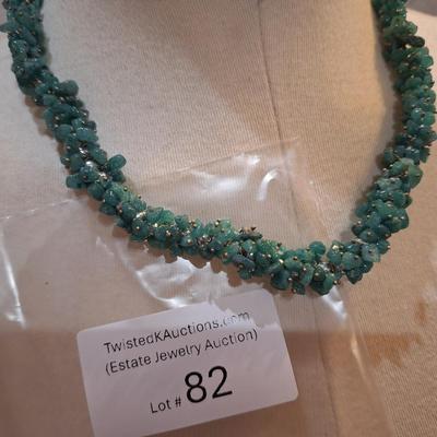 Sale Photo Thumbnail #370: Necklace and bracelet set- turquoise colored rock chips