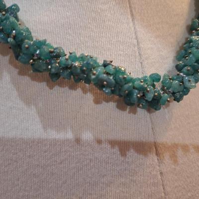 Sale Photo Thumbnail #371: Necklace and bracelet set- turquoise colored rock chips