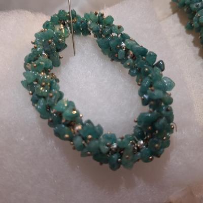 Sale Photo Thumbnail #369: Necklace and bracelet set- turquoise colored rock chips