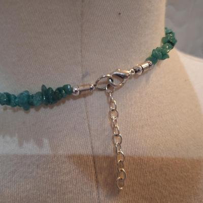 Sale Photo Thumbnail #372: Necklace and bracelet set- turquoise colored rock chips