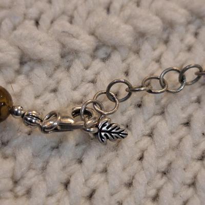 Sale Photo Thumbnail #376: Brown beaded necklace with large pendant - clasp is marked 925