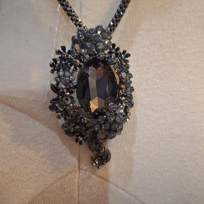 Sale Photo Thumbnail #405: Large statement pendant on blackish silver chain