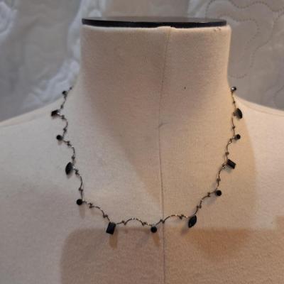 Sale Photo Thumbnail #411: Dainty black choker necklace marked AK (vintage Anne Klein?)