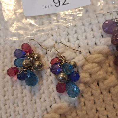 Sale Photo Thumbnail #415: 2 pair multi colored dangle earrings.