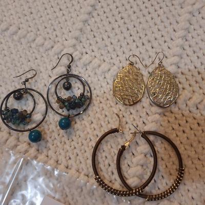 Sale Photo Thumbnail #462: 3 pair earrings 2 dangles and one pair hoops