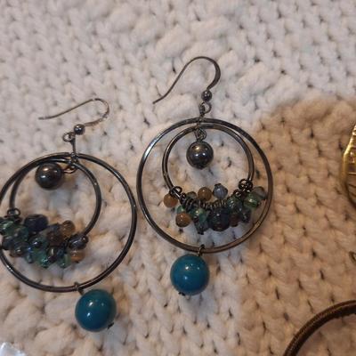 Sale Photo Thumbnail #461: 3 pair earrings 2 dangles and one pair hoops