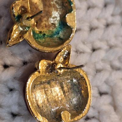 Sale Photo Thumbnail #487: Apple enamel earrings no backs