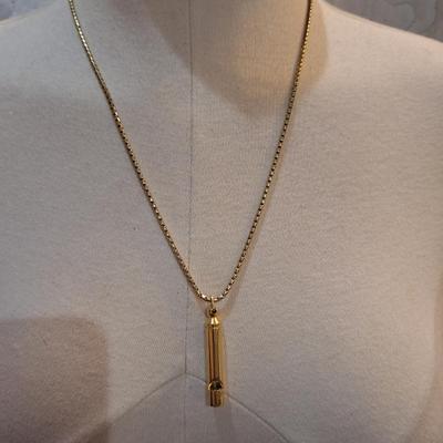 Sale Photo Thumbnail #491: gold tone necklace with whistle