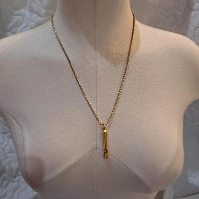 Sale Photo Thumbnail #492: gold tone necklace with whistle