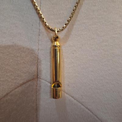 Sale Photo Thumbnail #489: gold tone necklace with whistle