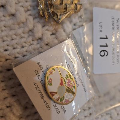 Sale Photo Thumbnail #512: 2 brooches- sailboat and hummingbird