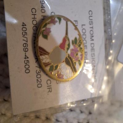 Sale Photo Thumbnail #513: 2 brooches- sailboat and hummingbird