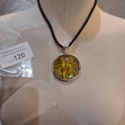 Sale Photo Thumbnail #529: Bohemian style crystal pendant necklace yellowish greens