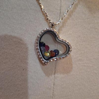 Sale Photo Thumbnail #561: Heart shaped mother's necklace with sterling chain marked 925