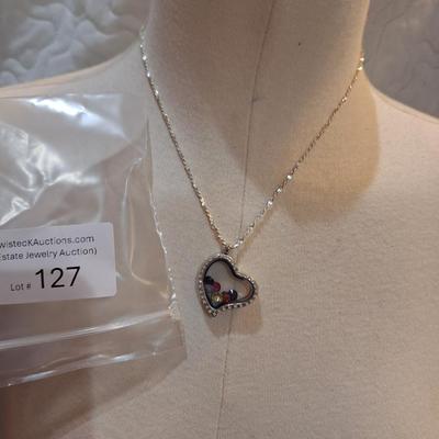 Sale Photo Thumbnail #562: Heart shaped mother's necklace with sterling chain marked 925
