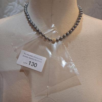 Sale Photo Thumbnail #574: silver tone pearl style necklace- costume