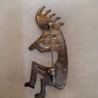 Sale Photo Thumbnail #580: Sterling silver Kokopelli kachina Brooch- vintage Navajo pin