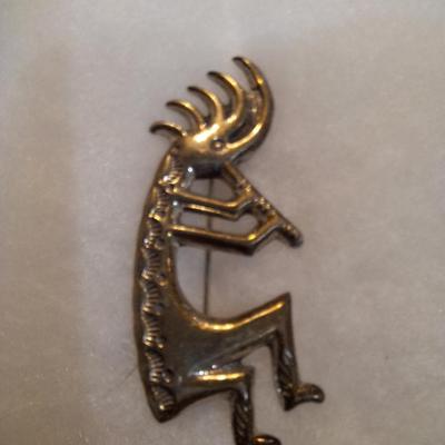 Sale Photo Thumbnail #579: Sterling silver Kokopelli kachina Brooch- vintage Navajo pin