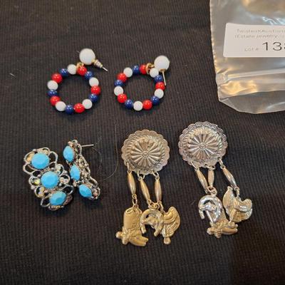 Sale Photo Thumbnail #615: 3 pairs earrings.