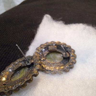 Sale Photo Thumbnail #665: Pendant and matching earrings - greenish stones