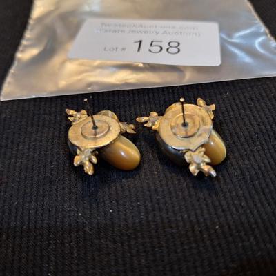 Sale Photo Thumbnail #703: vintage topaz colored earrings no backs.