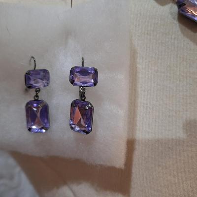 Sale Photo Thumbnail #723: purple stone choker with matching earrings