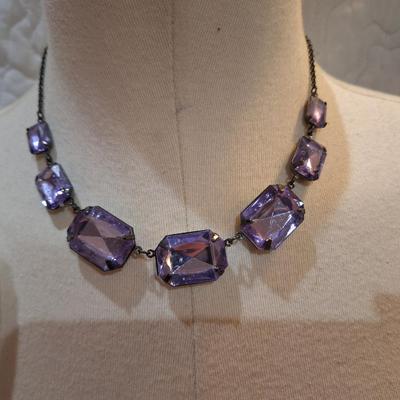 Sale Photo Thumbnail #722: purple stone choker with matching earrings