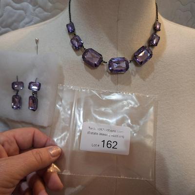 Sale Photo Thumbnail #721: purple stone choker with matching earrings