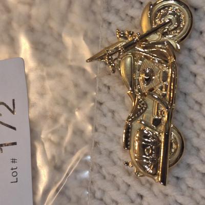 Sale Photo Thumbnail #767: motorcycle brooch- gold tone, signed "jj"