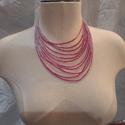 Sale Photo Thumbnail #777: multistrand pink seed beaded necklace