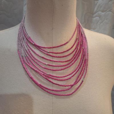 Sale Photo Thumbnail #776: multistrand pink seed beaded necklace