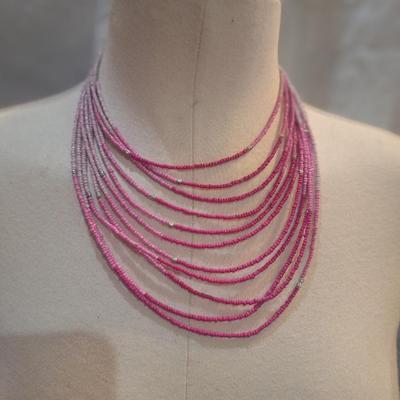 Sale Photo Thumbnail #775: multistrand pink seed beaded necklace