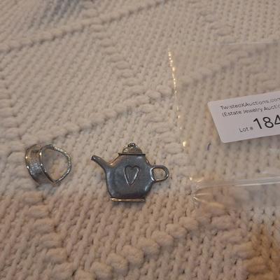 Sale Photo Thumbnail #823: silver tone lapel pin and other item- possible scarf ring