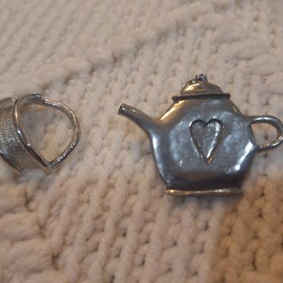 Sale Photo Thumbnail #824: silver tone lapel pin and other item- possible scarf ring