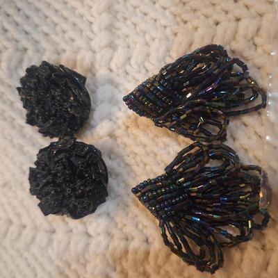 Sale Photo Thumbnail #840: 2 pair formal black earrings with tiny beads