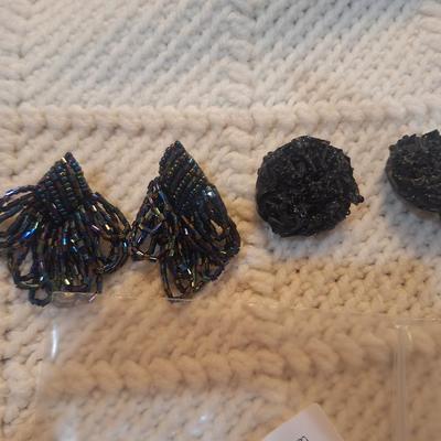 Sale Photo Thumbnail #842: 2 pair formal black earrings with tiny beads