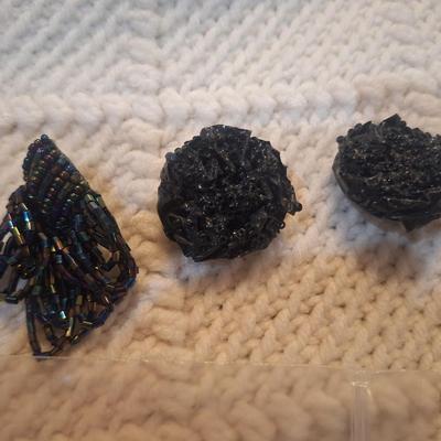 Sale Photo Thumbnail #844: 2 pair formal black earrings with tiny beads