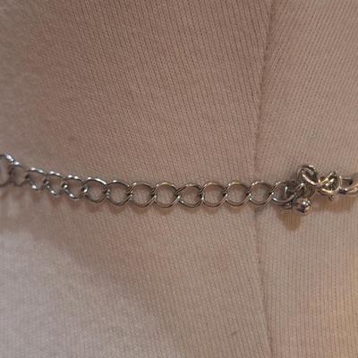 Sale Photo Thumbnail #868: silver tone necklace with white beads