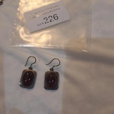 Sale Photo Thumbnail #997: square earrings with amber center