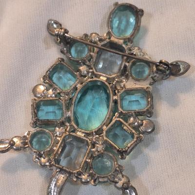 Sale Photo Thumbnail #1032: vintage MCM style turtle brooch- one stone missing