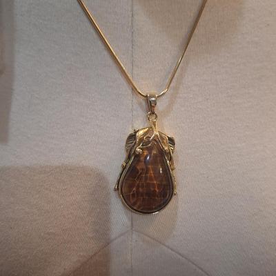Sale Photo Thumbnail #1071: matching necklace and earrings with large teardrop pendant