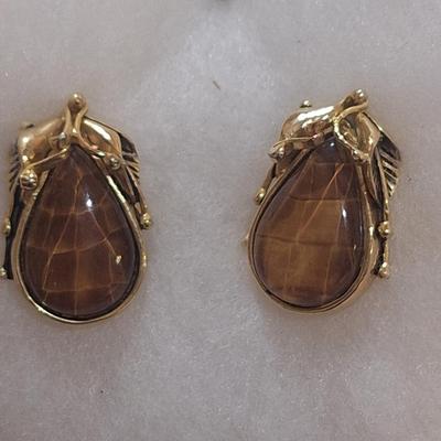 Sale Photo Thumbnail #1073: matching necklace and earrings with large teardrop pendant