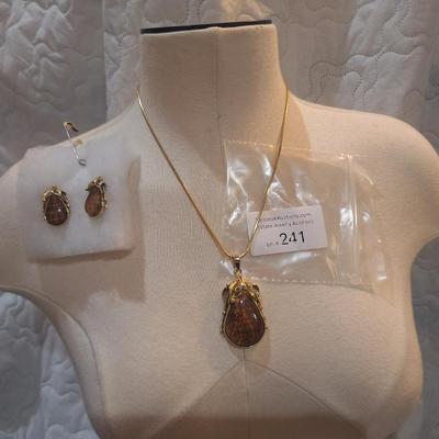 Sale Photo Thumbnail #1069: matching necklace and earrings with large teardrop pendant