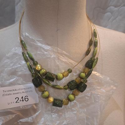 Sale Photo Thumbnail #1101: beaded necklace with greens and gold tones