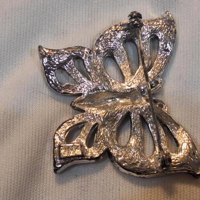 Sale Photo Thumbnail #1105: vintage silver tone butterfly brooch pin