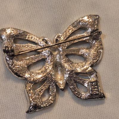 Sale Photo Thumbnail #1103: vintage silver tone butterfly brooch pin