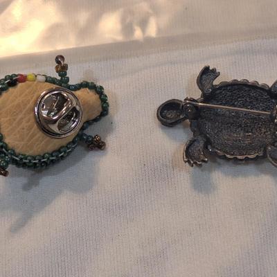 Sale Photo Thumbnail #1110: 2 small turtle brooch pins