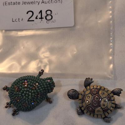 Sale Photo Thumbnail #1107: 2 small turtle brooch pins