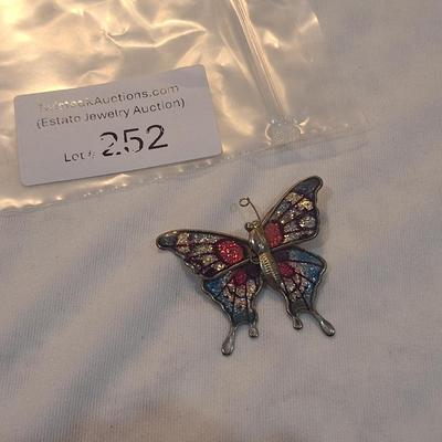 Sale Photo Thumbnail #1124: multicolor and silver tone butterfly brooch